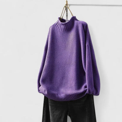 Women's Waffle Knit Sweater Mock Neck