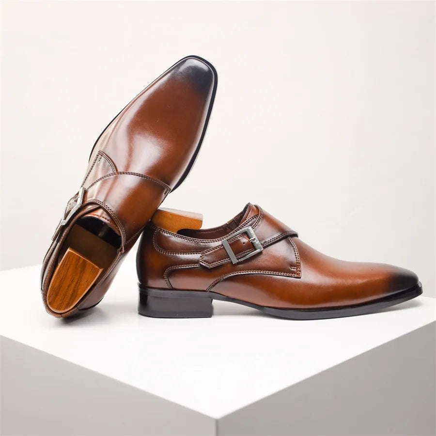 Men's Single Strap Buckle Dress Shoes
