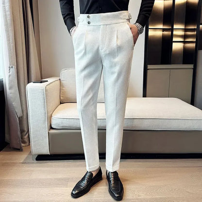 Men's Pleated Trousers Textured Front