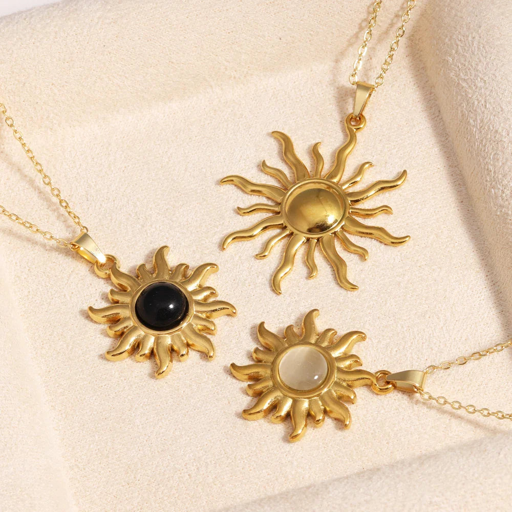 Aurora Spiral Sun Pendant Silver Tone - Vonnera