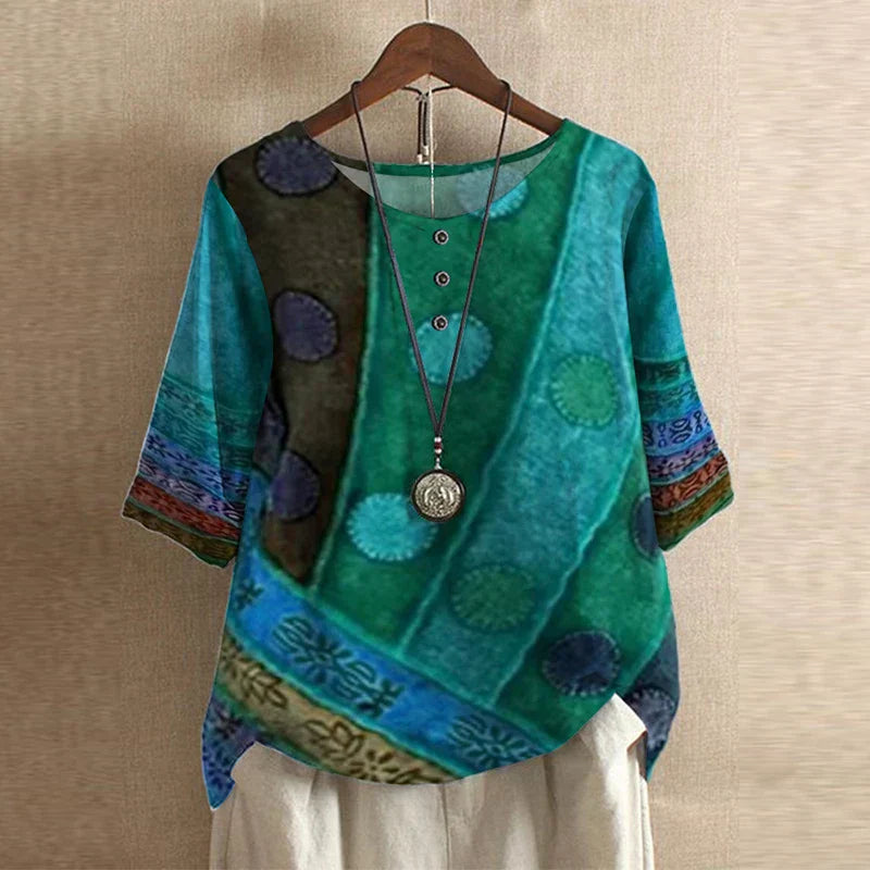 Women's Retro Print Blouse