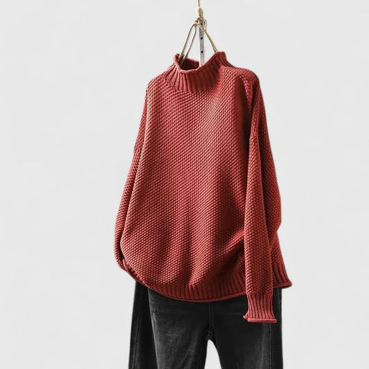 Women's Waffle Knit Sweater Mock Neck - Vonnera
