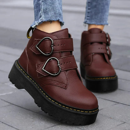Women's Leather Platform Shoes - Vonnera