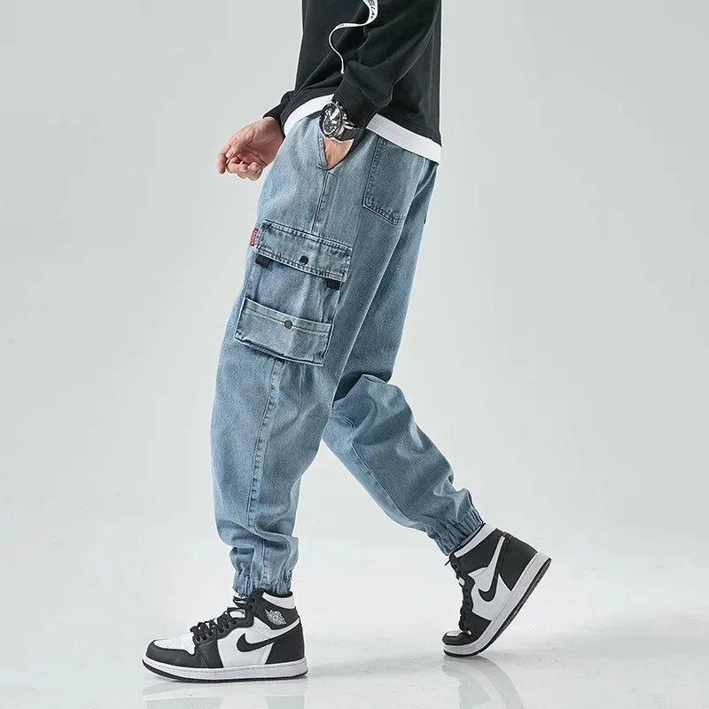 Men's Denim Cargo Jogger Pants - Vonnera