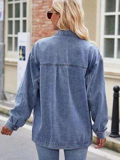 Women's Oversized Denim Jacket Casual Blue