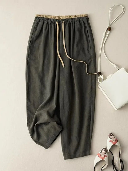 Women's Linen Pants Lightweight Beige
