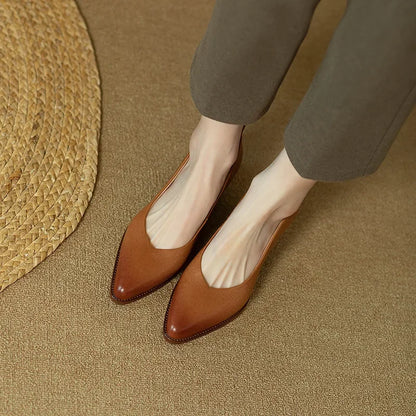 Harriet | Women's Block Heel Pumps Pointed Toe Slip On Work Shoes