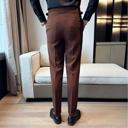 Men's Pleated Trousers Textured Front