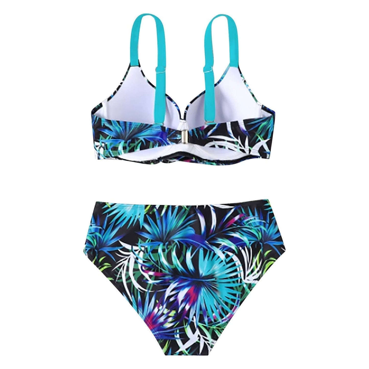 Women's High Waist Leaf Print Bikini Swimsuit