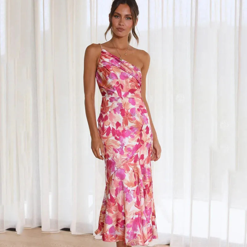 Women's Asymmetrical Floral Midi Dress - Vonnera