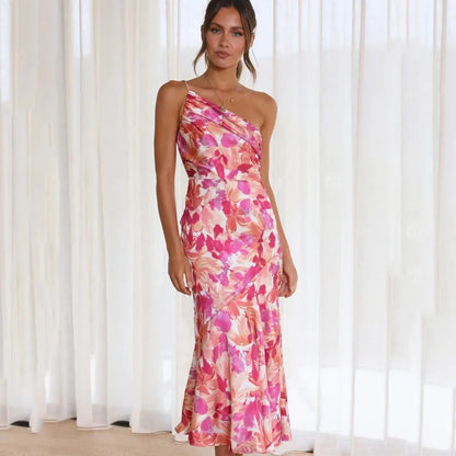 Women's Asymmetrical Floral Midi Dress - Vonnera
