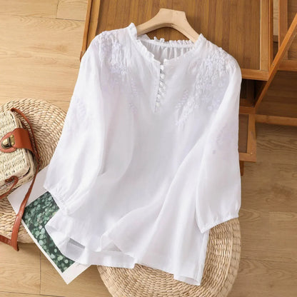 Women's Long Sleeve Button Front Blouse