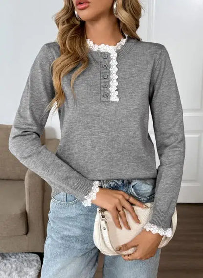 Women's Long Sleeve Sweater Button Front