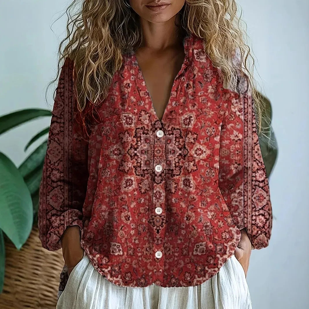 Women's Printed Long Sleeve Blouse