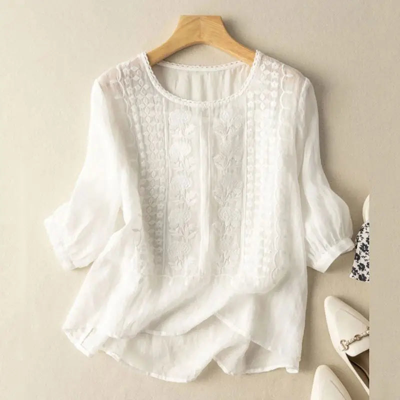 Women's Relaxed Fit Embroidered Blouse - Vonnera