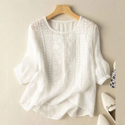 Women's Relaxed Fit Embroidered Blouse - Vonnera