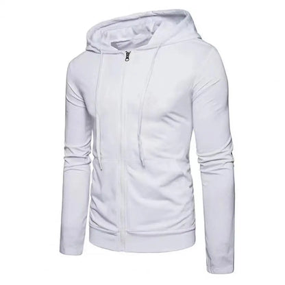 Men's Slim Fit Zip-Up Sport Hoodie Adjustable Drawstring Black