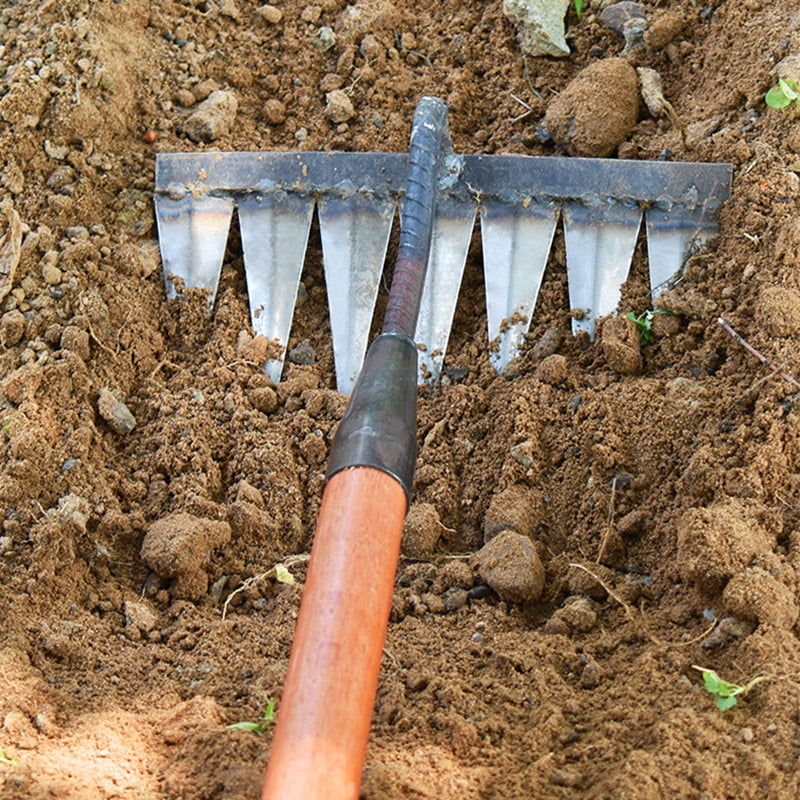 Garden Weed Rake Stainless Steel Efficient Removal Tool