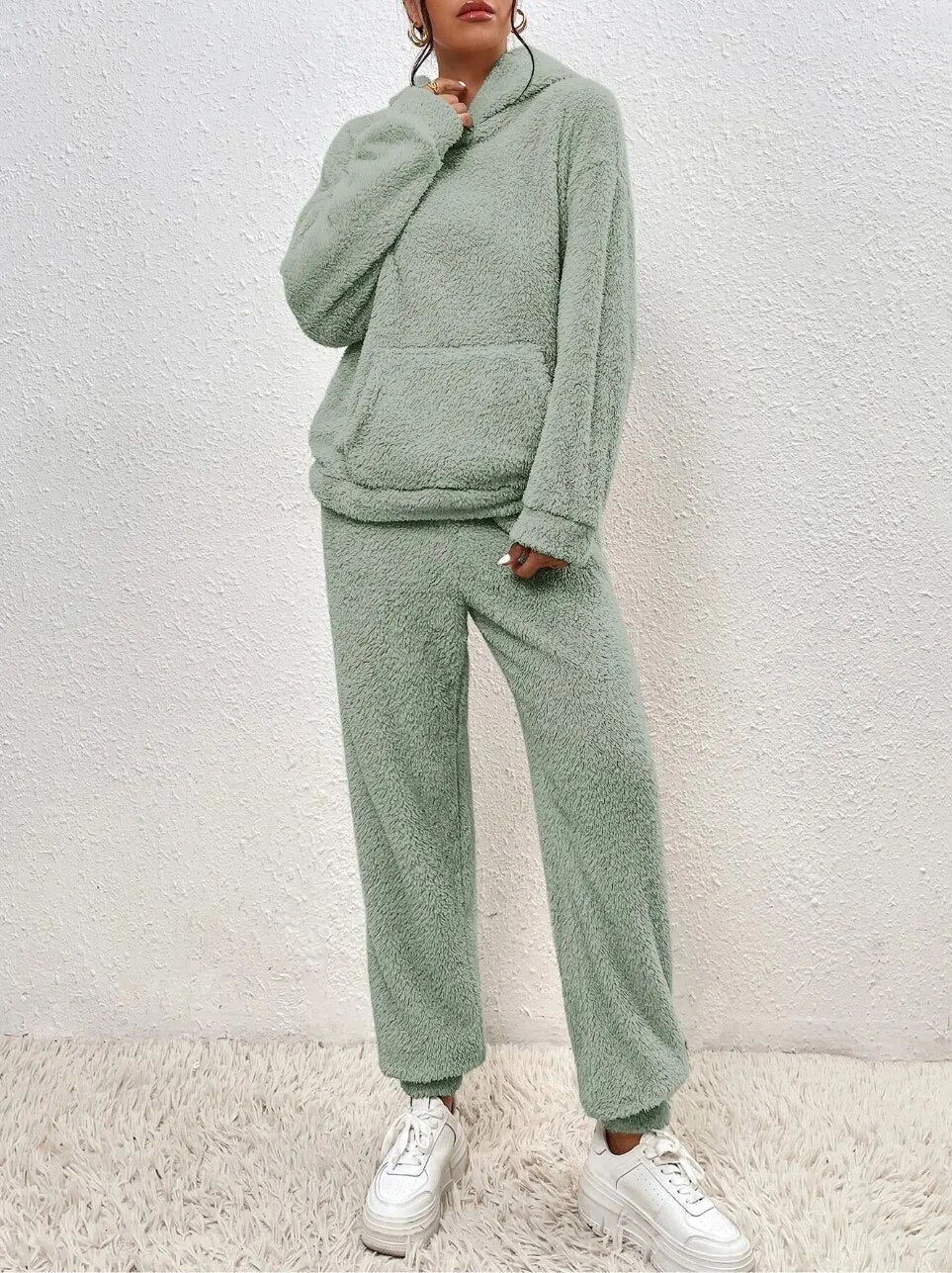 Teddy Hooded House Suit Ultra Comfortable Cozy Beige
