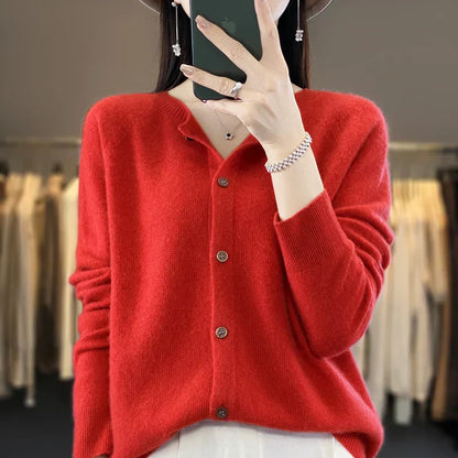 Women's Knitted Cardigan Round Neckline