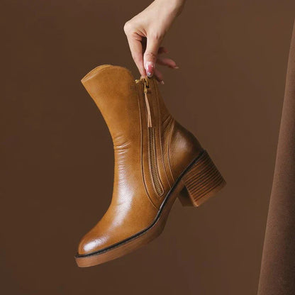 Women's Ankle Boots Zipper Block Heel - Vonnera