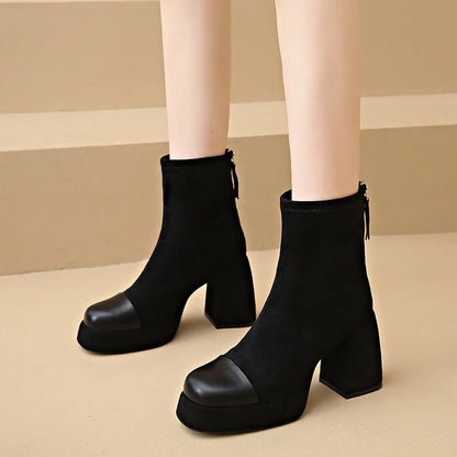 Women's Block Heel Boots Rounded Toe - Vonnera