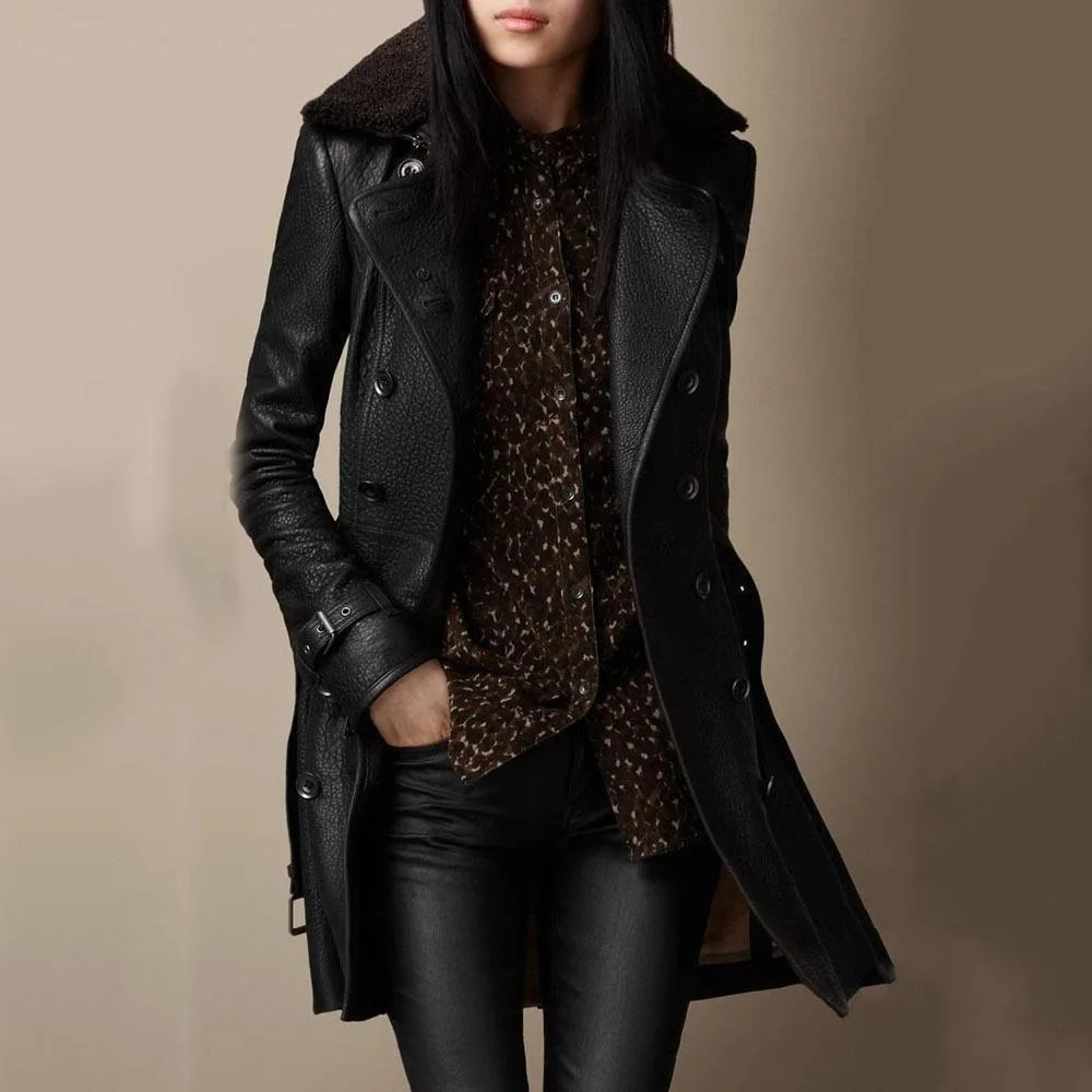 Women's Modern Black Coat - Vonnera
