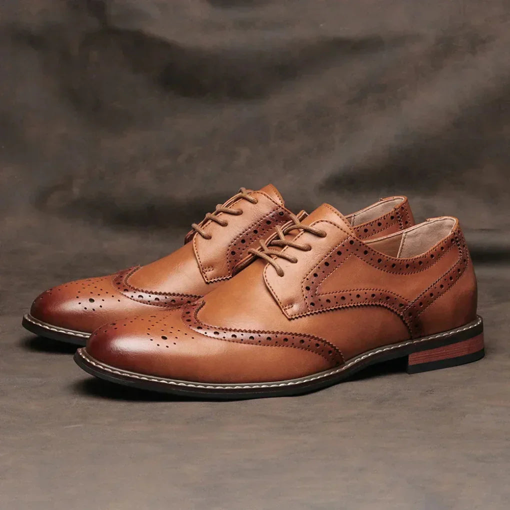 Men's Leather Oxford Shoes Wingtip Brogue Lace Up