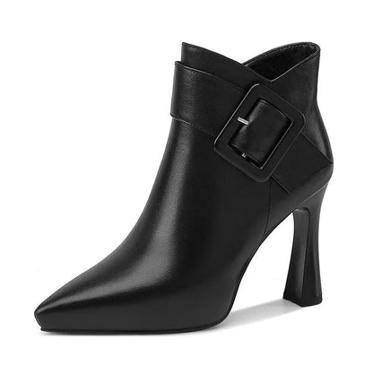 Women's Ankle Boots Pointed Heel Buckle Strap