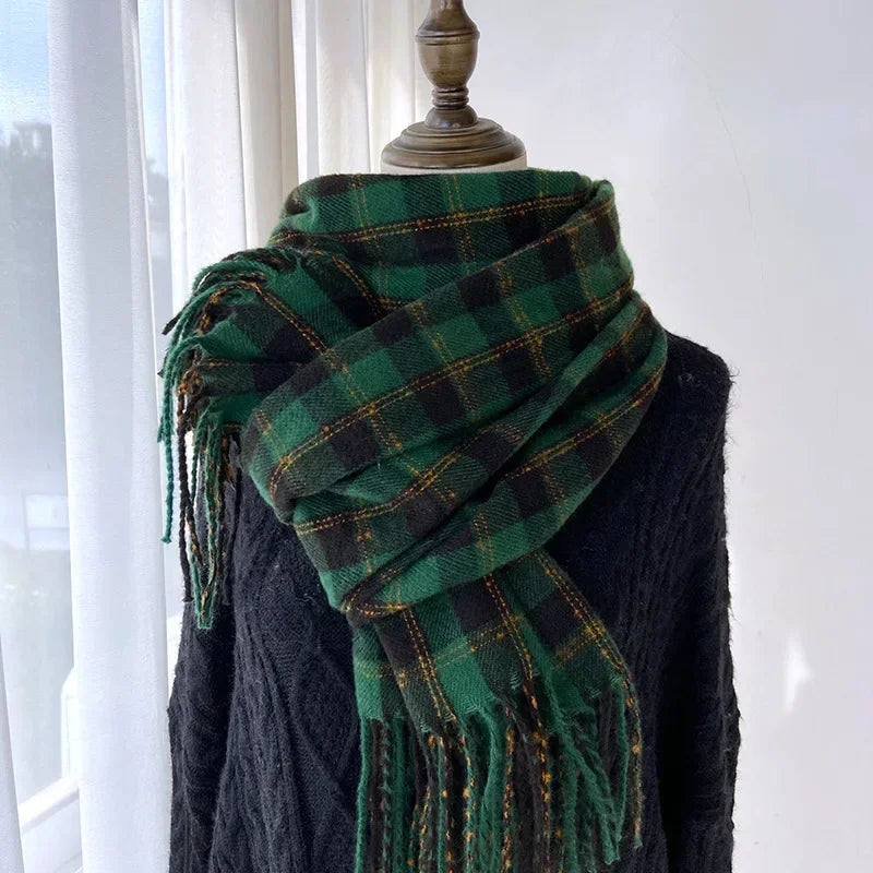 Melviera Fringed Check Scarf