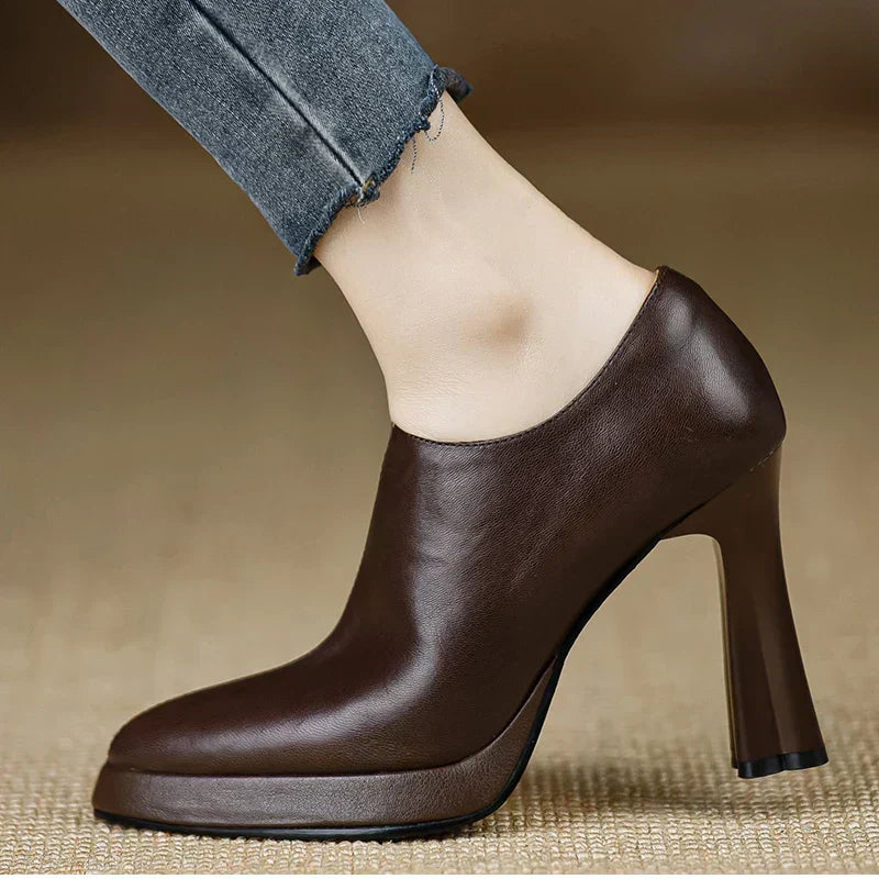 Giselle Women's Platform Pumps Block Heel Side Zipper