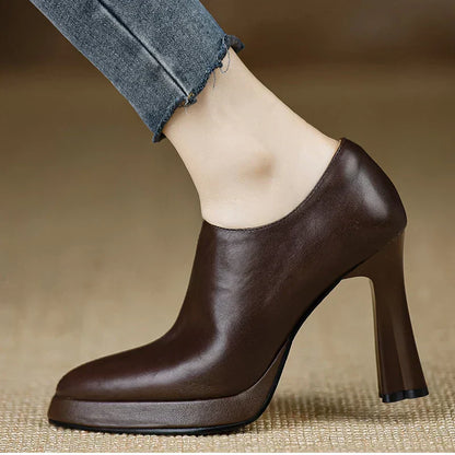 Giselle Women's Platform Pumps Block Heel Side Zipper