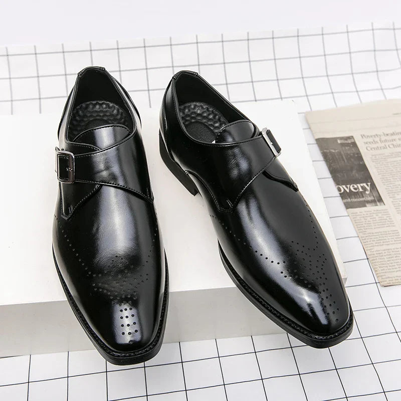 Men's Dress Shoes Single Strap Buckle Design