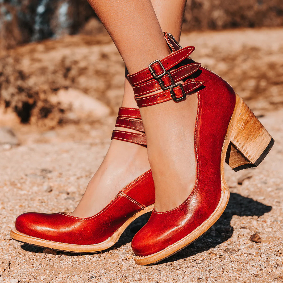 Women's Block Heel Ankle Strap Shoes