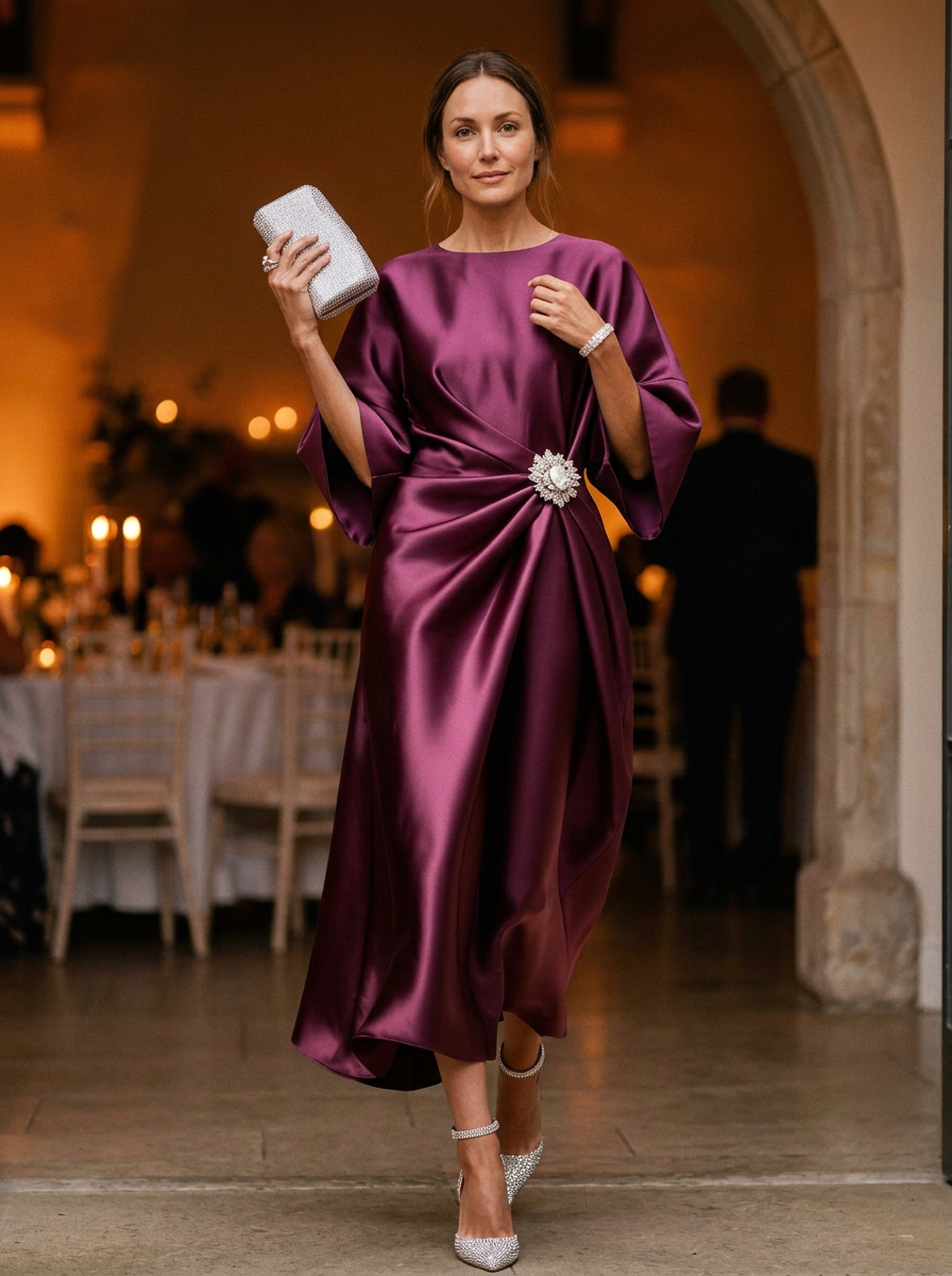Women's Midi Dress Floral Draped Knee Length