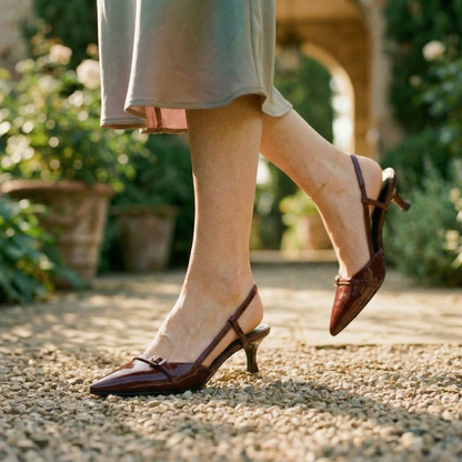 Women's Slingback Pumps Kitten Heel with Buckle