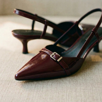Women's Slingback Pumps Kitten Heel with Buckle