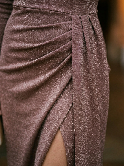 Women's Off Shoulder Glitter Maxi Dress
