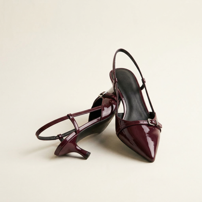 Women's Slingback Pumps Kitten Heel with Buckle
