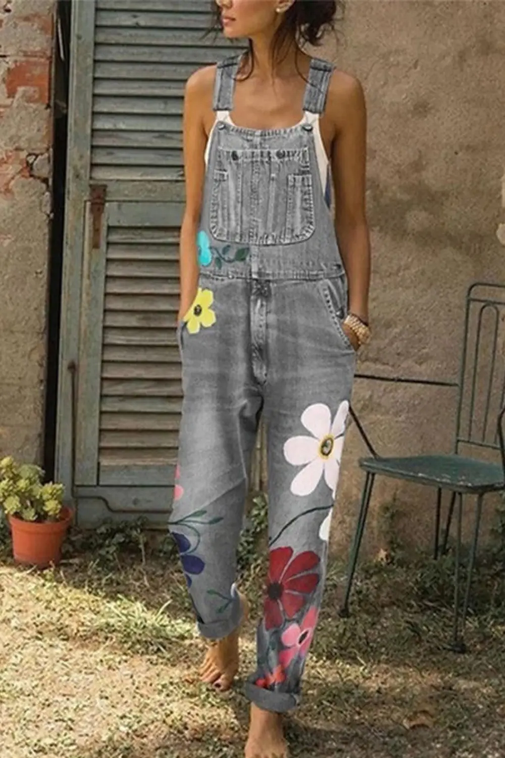 Women's Denim Overalls Sleeveless Blue - Vonnera