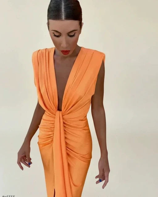 Women's Midi Evening Dress Sleeveless