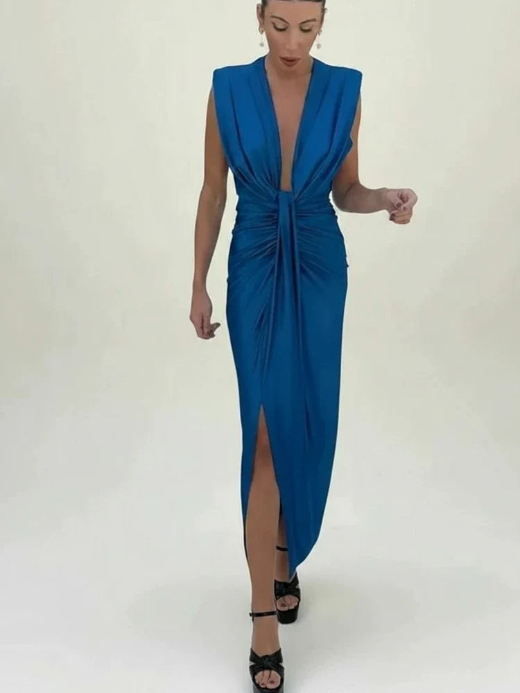 Women's Midi Evening Dress Sleeveless