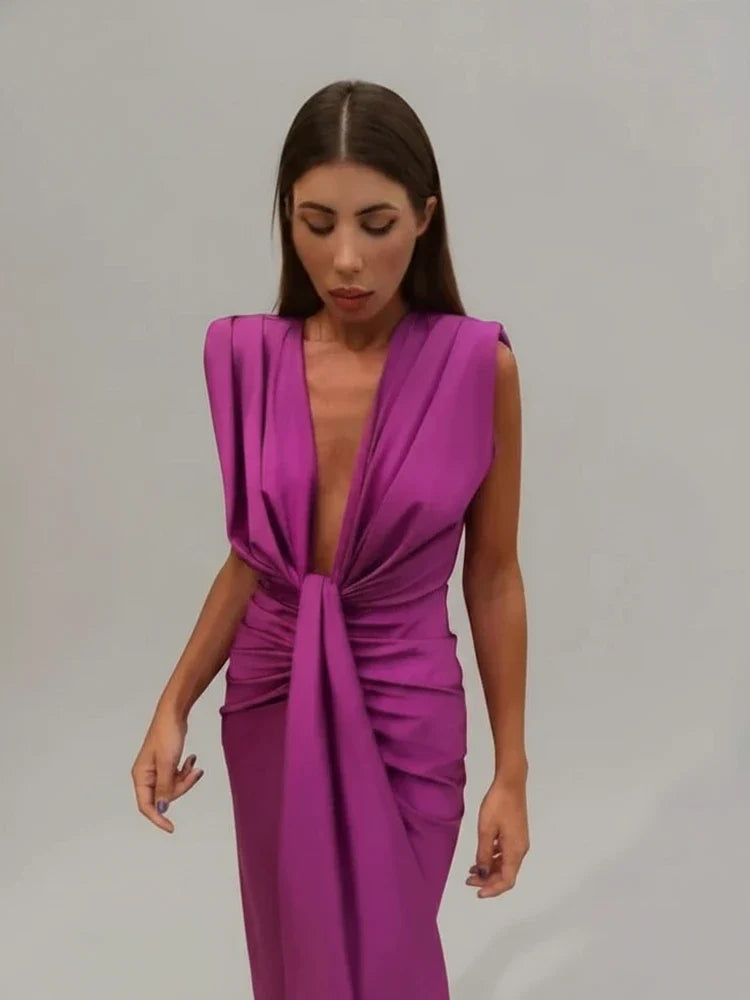 Women's Midi Evening Dress Sleeveless
