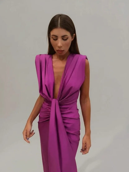 Women's Midi Evening Dress Sleeveless