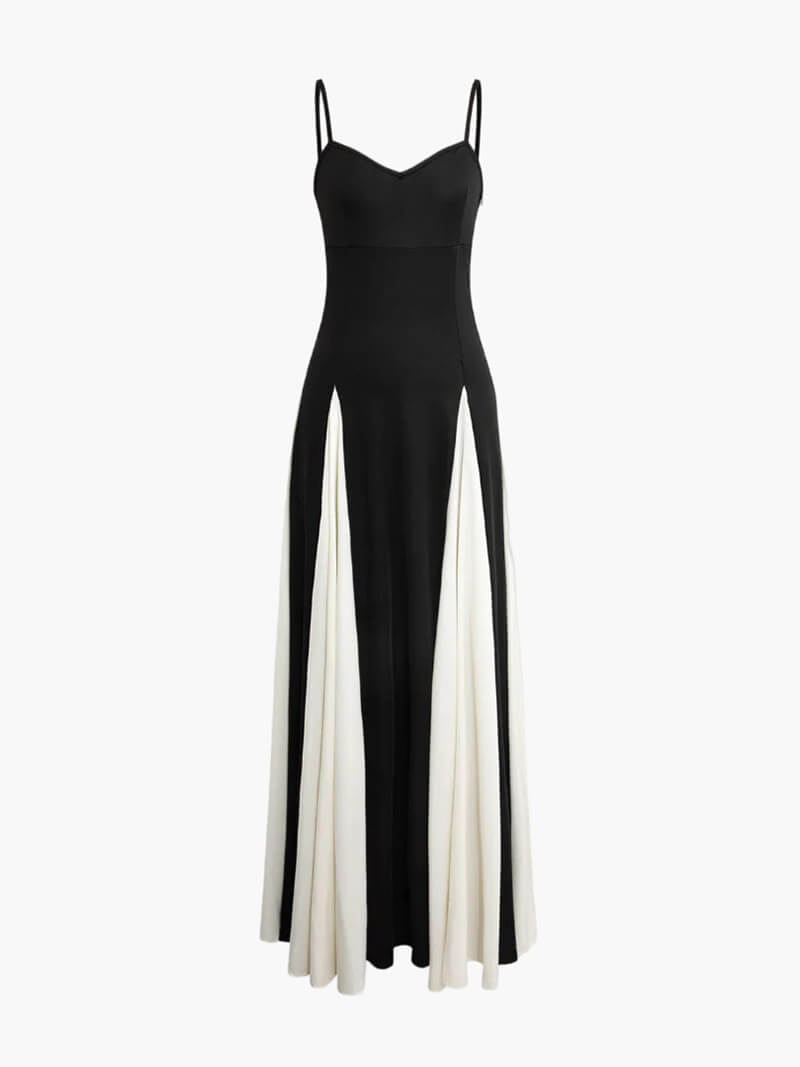 Women's Maxi Dress Vertical Contrast Panels
