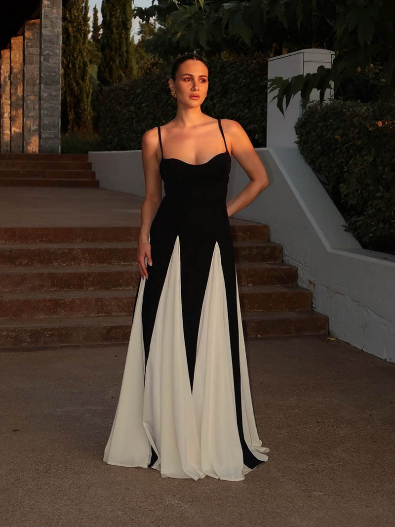 Women's Black And White Maxi Dress