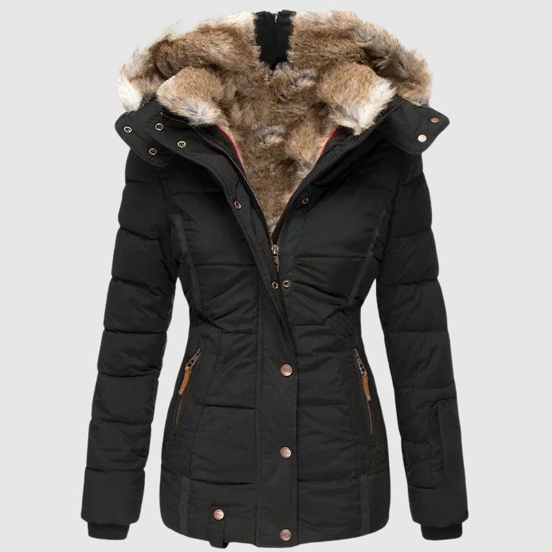 Women's Hooded Jacket Arctic Cozy Waterproof Black - Vonnera