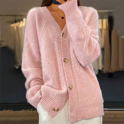 Women's Wool Blend Cardigan Soft V-Neck Relaxed Fit - Vonnera