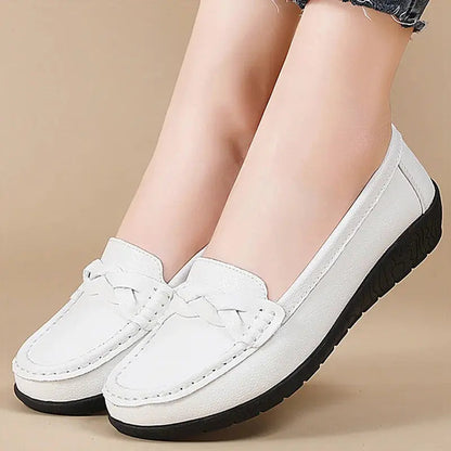 Women's Soft Black Loafers Comfortable Leather - Vonnera