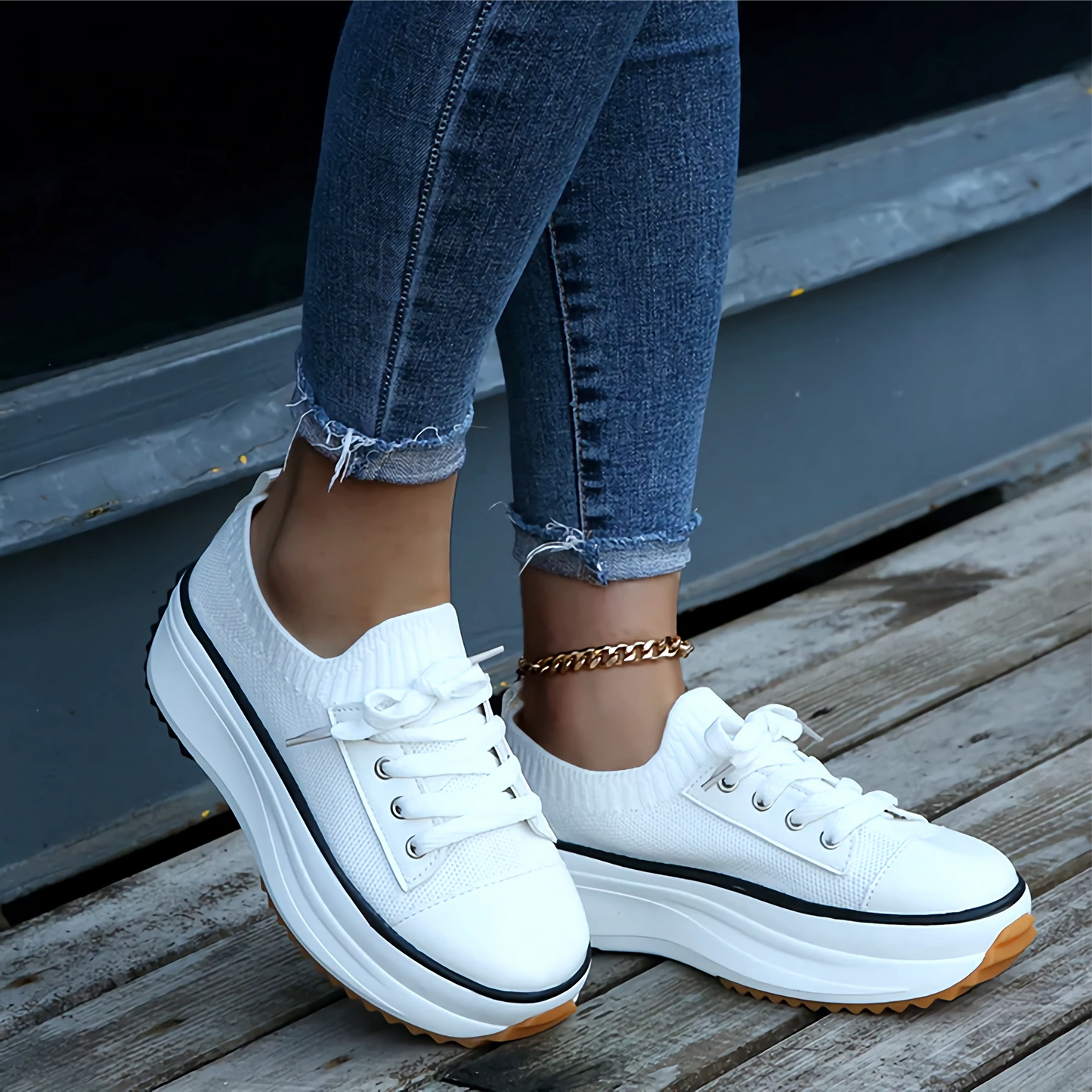 Women's Platform Sneakers Soft Knit Breathable Comfort - Vonnera